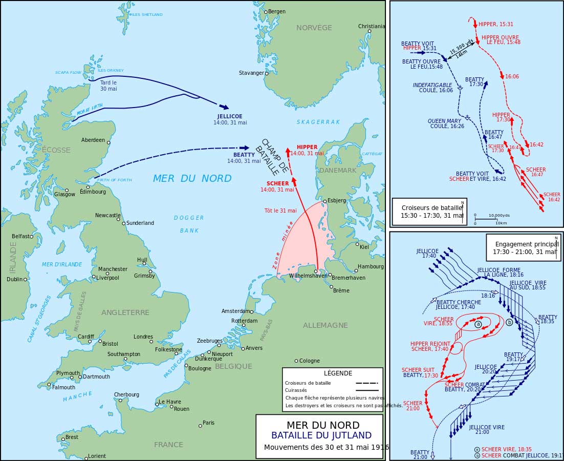 Carte de la bataille du Jutland (1916) -