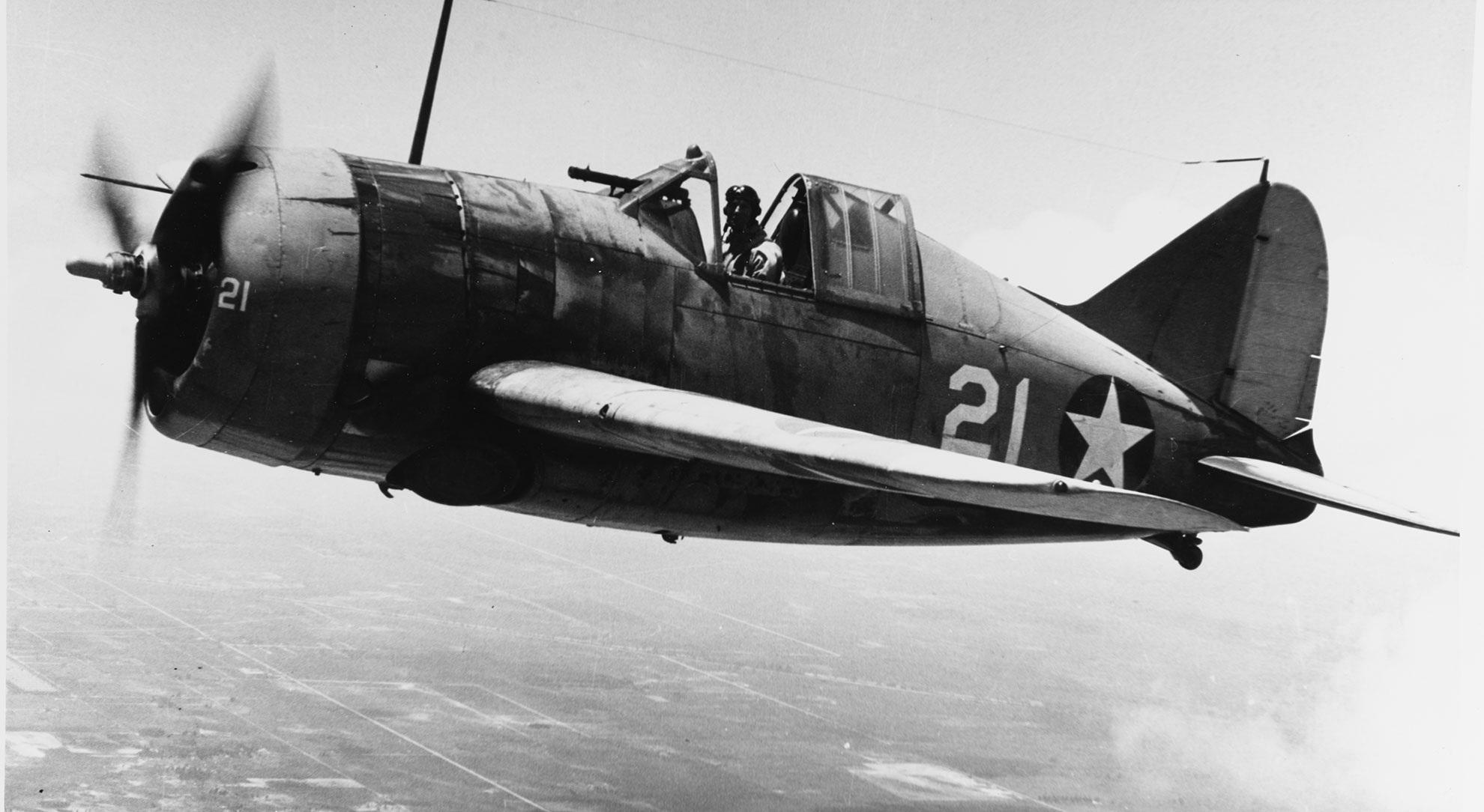 Brewster F2A-3 (2 August 1942) -- Photo Naval History and Heritage Command. -