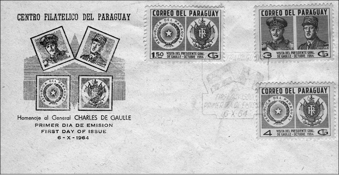 Timbres émis lors de la visite du général de Gaulle au Paraguay (DR) -