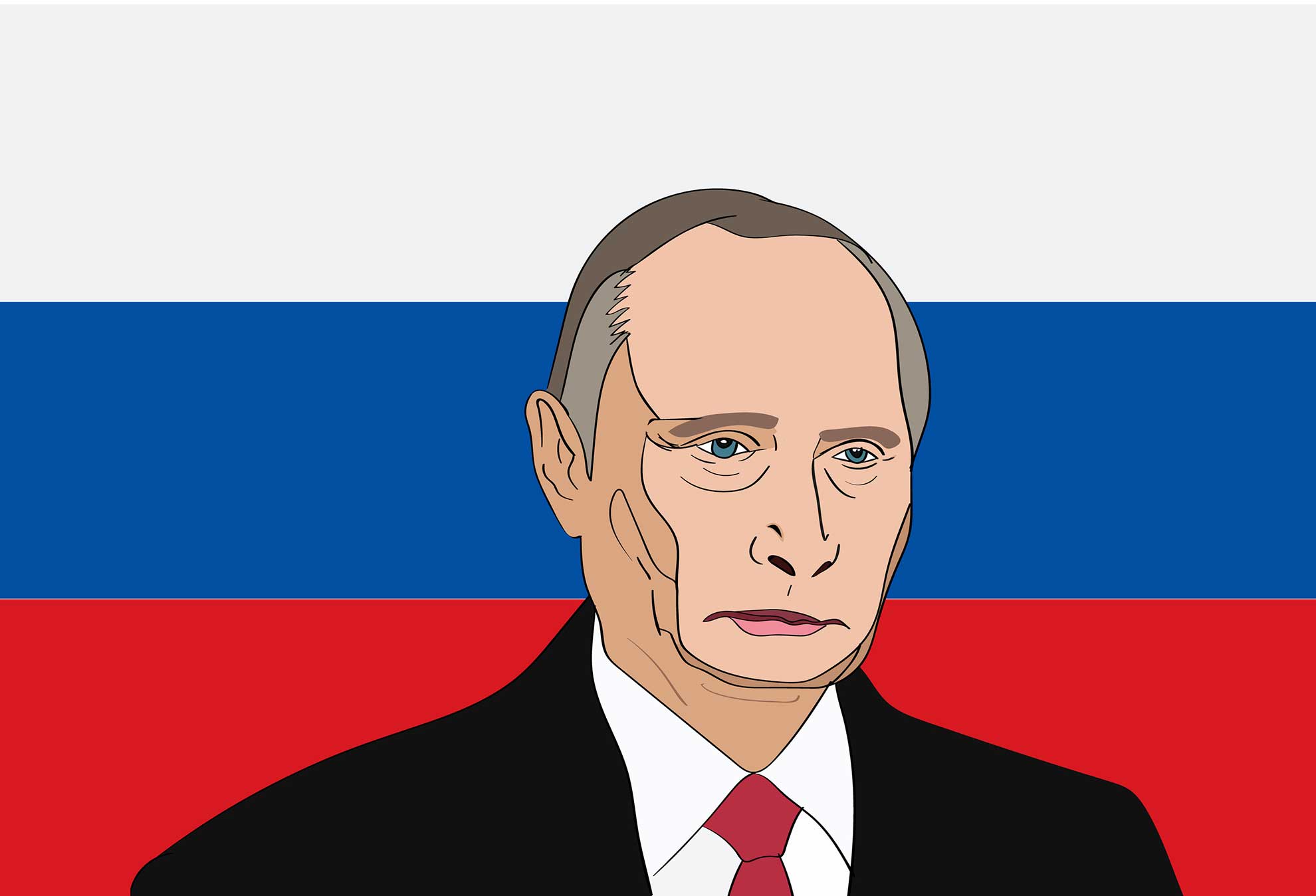 Vladimir Poutine devant le drapeau de la fédération de Russie -- BS © Linchevskiy -