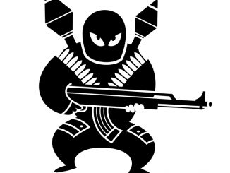 cartoon islamic terrorist with a gun ofchina