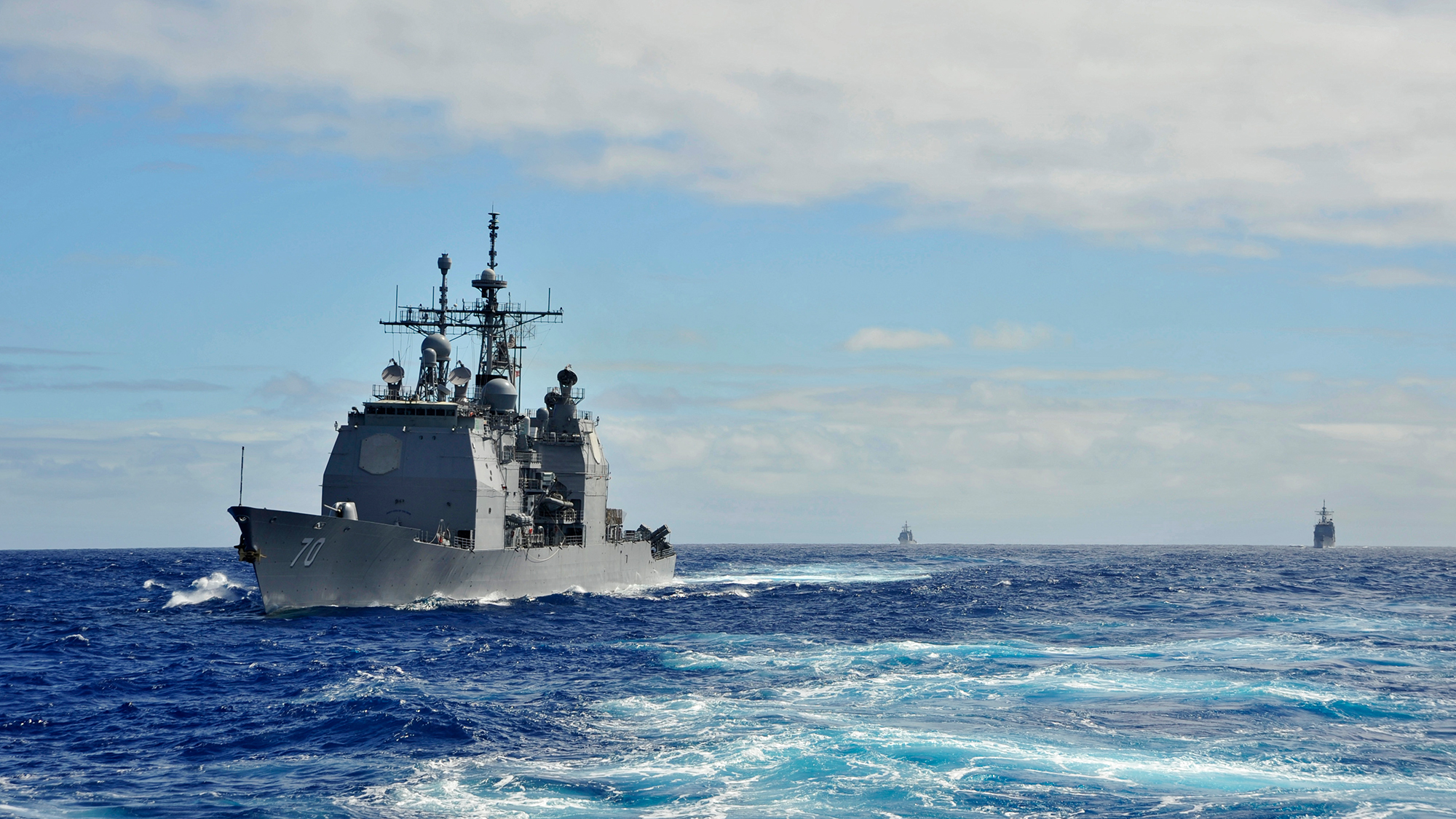 The Navy’s guided-missile cruiser USS Lake Erie is pictured underway in the Pacific Ocean, January 31, 2014. Navy file photo. -