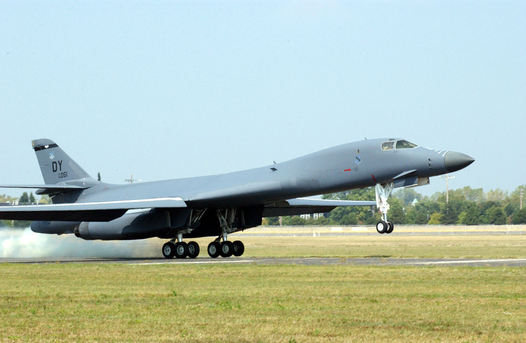 The Boeing (formerly Rockwell International) B-1B Lancer is the improved variant of the B-1A, which was cancelled in 1977. Initiated in 1981, the first production model of this long-range, multi-role, heavy bomber flew in October 1984. The first operational B-1B was delivered to Dyess Air Force Base, Texas, in June 1985, and the final B-1B was delivered in 1988. US Air Force photo. -