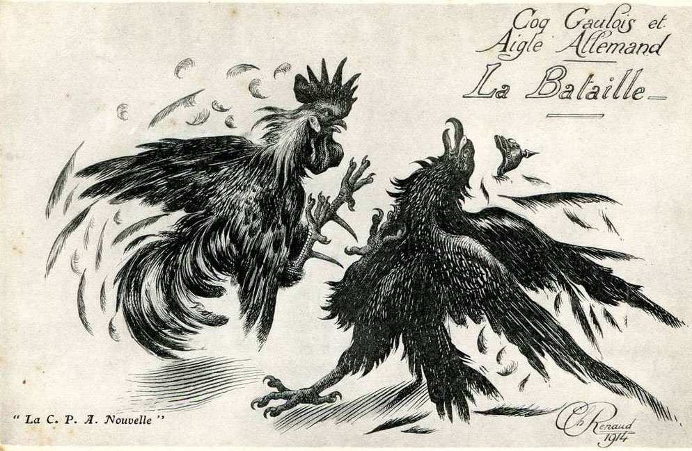 1914 : The battle between Gallic rooster vs. German eagle... By Ch. Renaud. -