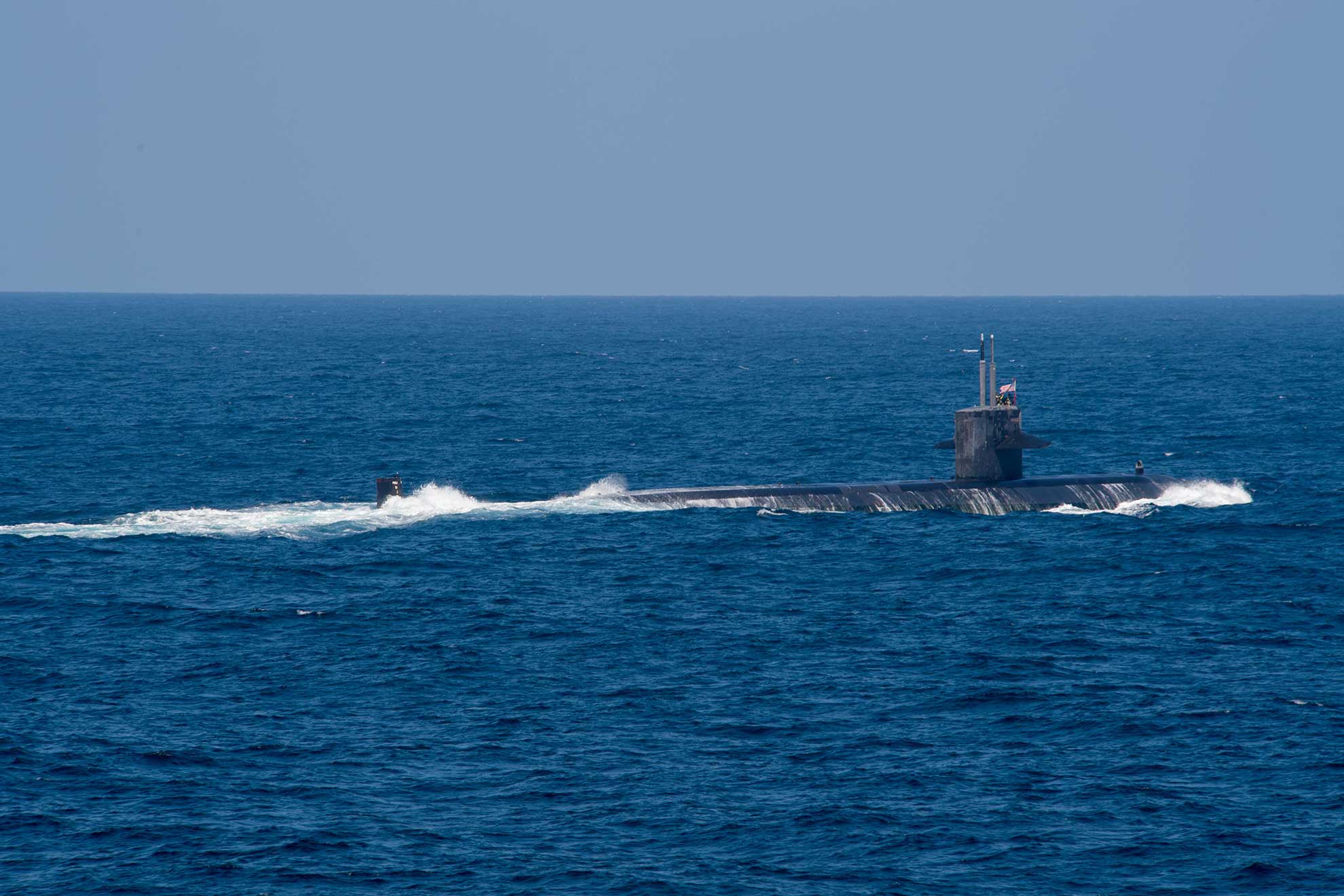 Arabian Sea (Dec. 18, 2018) The fast attack submarine USS Louisville (SSN 724) surfaces during the anti-submarine warfare exercise SHAREM 195 in the Arabian Sea, Dec. 18, 2018 -- U.S. Navy photo by MCS2 Abigayle Lutz. -