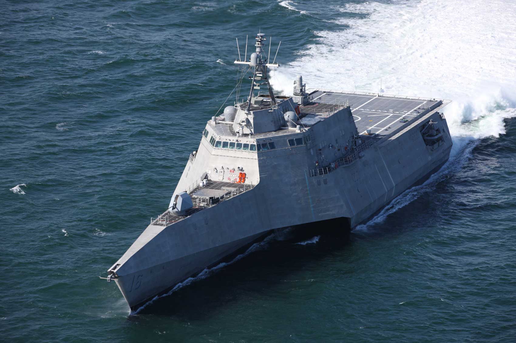 Gulf of Mexico (March 8, 2018) The future USS Tulsa (LCS 16) is underway for acceptance trials, which are the last significant milestone before delivery of the Independence-variant littoral combat ship to the Navy. During trials, the Navy conducted comprehensive tests of the future USS Tulsa, intended to demonstrate the performance of the propulsion plant, ship handling abilities and auxiliary systems -- U.S. Navy photo courtesy of Austal USA. -