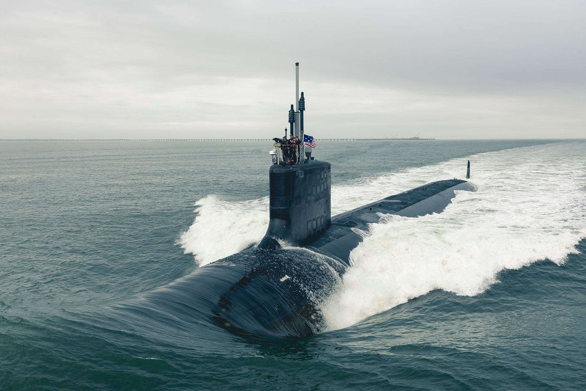 Atlantic Ocean (May 22, 2018) The Virginia-class attack submarine Pre-Commissioning Unit (PCU) Indiana (SSN 789) departs Newport News Shipbuilding to conduct Alpha sea trials in the Atlantic Ocean. Indiana will be commissioned Saturday, Sept. 29, 2018, in Port Canaveral, Fla. -- U.S. Navy photo courtesy of General Dynamics Electric Boat by Matt Hildreth. -
