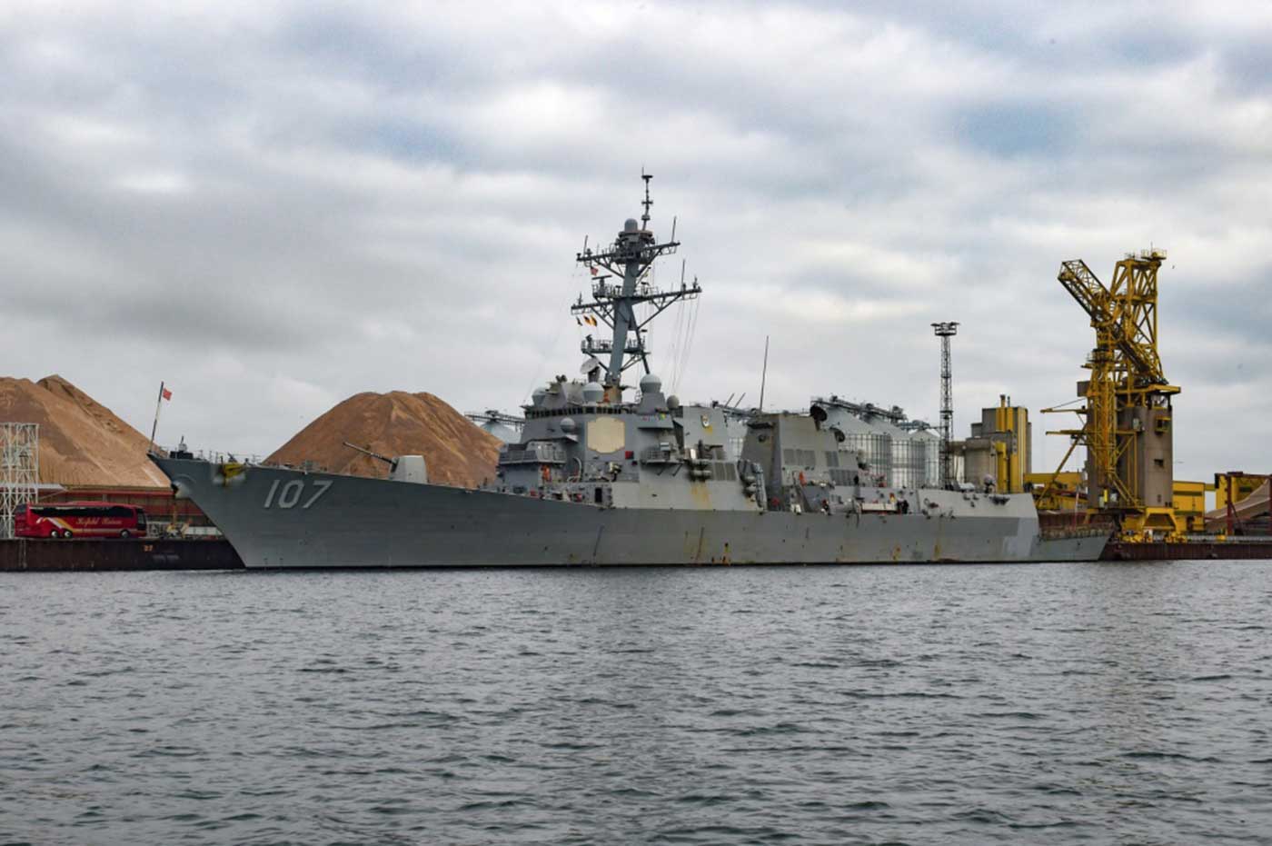 Rostock, Germany (Mar. 1, 2019) The guided-missile destroyer USS Gravely (DDG 107) moored in Rostock, Germany. Gravely is underway on a regularly-scheduled deployment as the flagship of Standing NATO Maritime Group 1 to conduct maritime operations and provide a continuous maritime capability for NATO in the northern Atlantic -- U.S. Navy photo by MCS 2nd Class Mark Andrew Hays. -