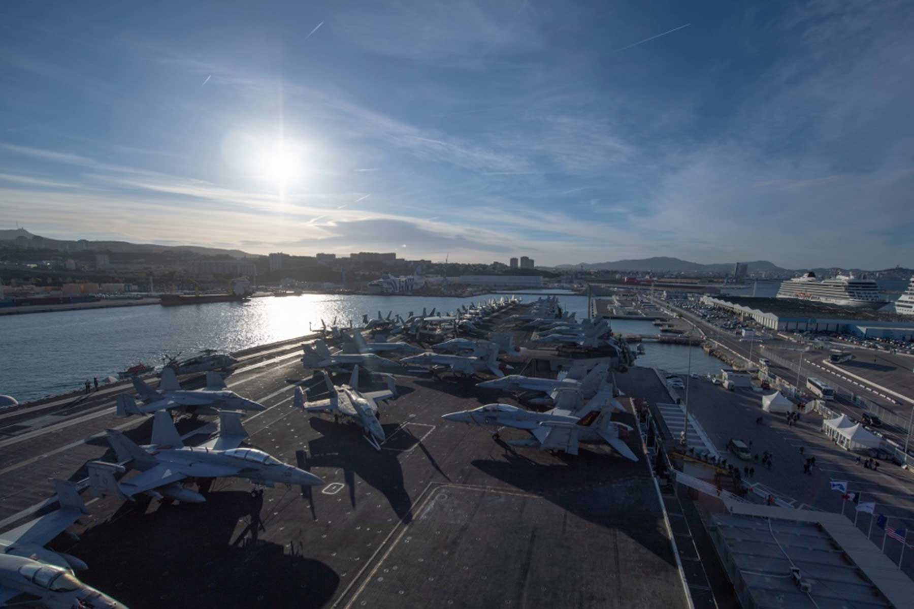 The aircraft carrier USS John C. Stennis (CVN 74) is in port Marseille, France, April 27, 2019. The John C. Stennis Carrier Strike Group (JCSCSG) is deployed in support of maritime security cooperation efforts in the U.S. 6th Fleet area of responsibility -- U.S. Navy photo by MCS 3rd Class Grant G. Grady. -