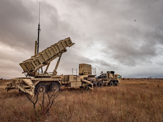 A Patriot launcher is staged at Fort Sill, Oklahoma