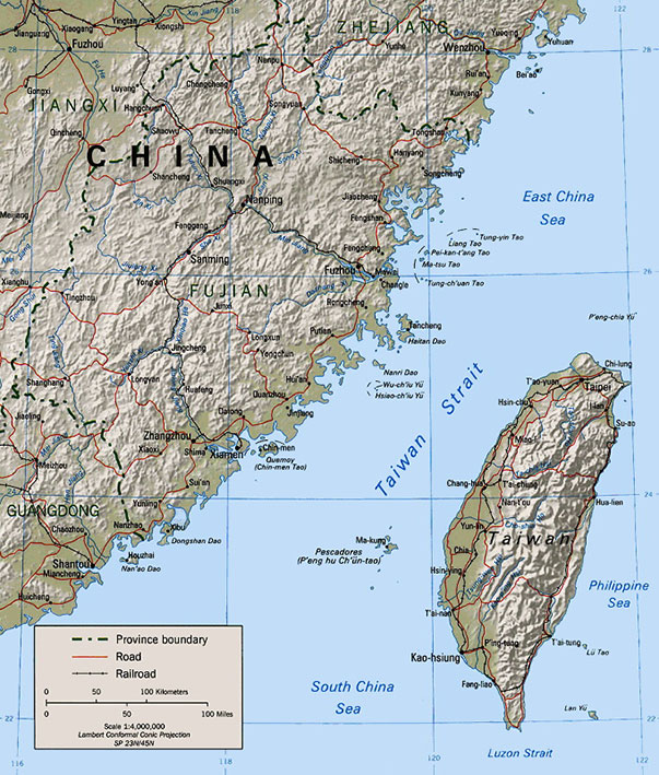 Détroit de Taïwan — Source: Carte CIA —