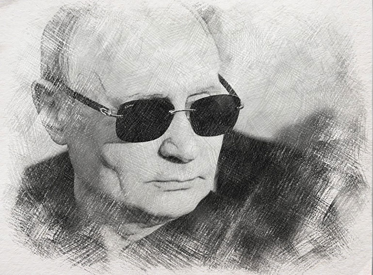 Vladimir Poutine — Portrait d'après une photo de Gavriil Grigorov (Sputnik)