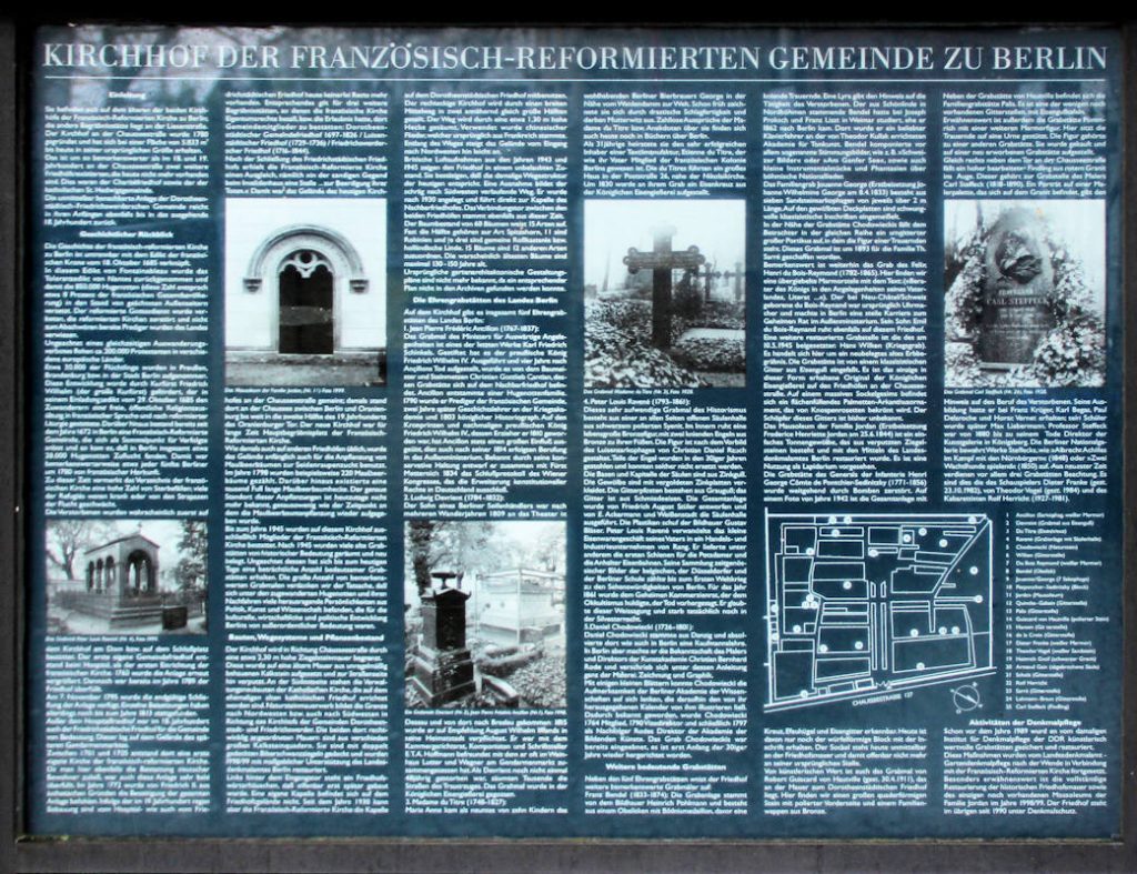 Gedenktafel Chausseestr 126 Mitte Friedhof I der Franzosisch reformierten Gemeinde