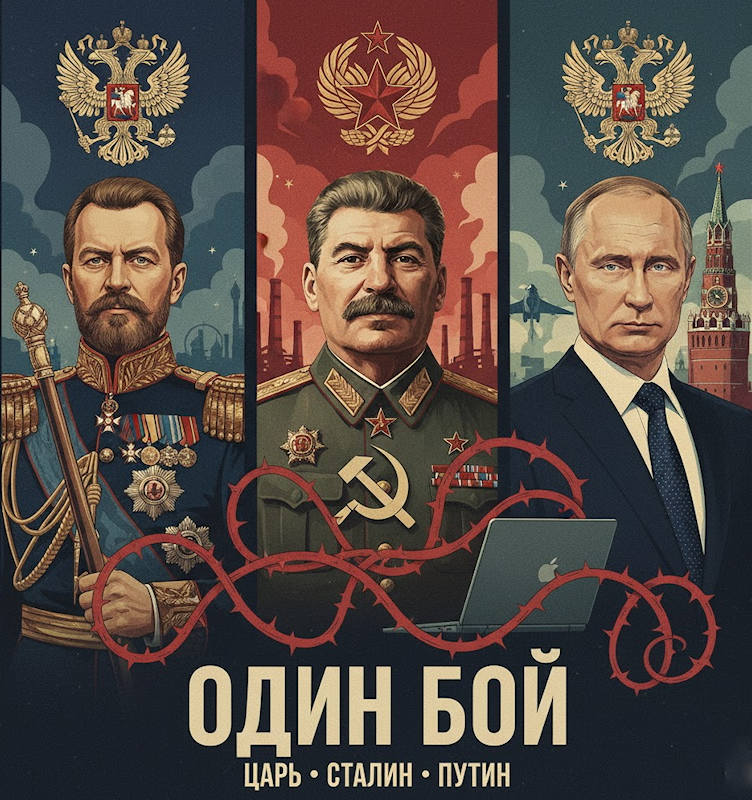 Tsar Nicolas II, Staline, Potine, même combat— Illustration © European-Security