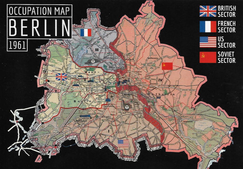 - Carte Secteurs de Berlin US Forces Berlin 1 Carte des quatre secteurs d'occupation de Berlin de 1945 à 1989 — Source : US Forces Berlin