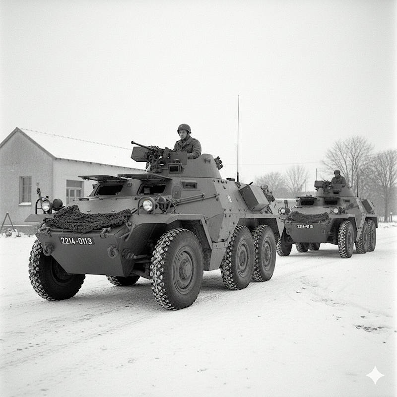 Manœuvres du P.A.M. avec le 17e RGP (02.1986) — Archives © Gendarmerie Nationale (Berlin)