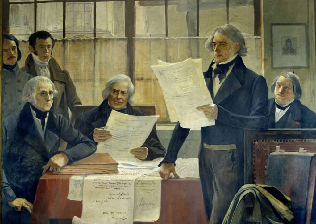 - Lecon de Michelet au College de France par Francois Flameng -