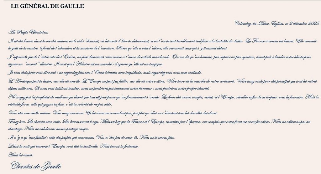 - Lettre De Gaulle Zelensky 4a Appel du général de Gaulle au people ukrainien