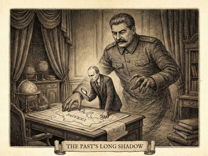 Staline Poutine et la carte de l'Ukraine — Illustration © European-Security