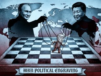 Trump, marionnette de Poutine et de Xi — Illustration © Euroipean-Security