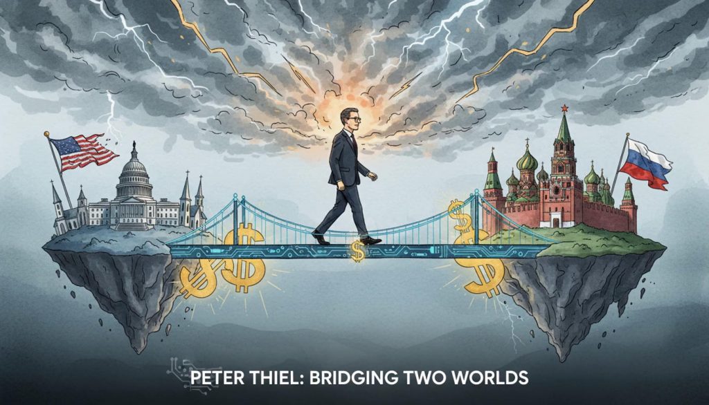 - Peter Thiel bridging two worlds 1 Peter Thiel fait la jonction entre les eschatologistes américains et russes — Illustration © European-Security