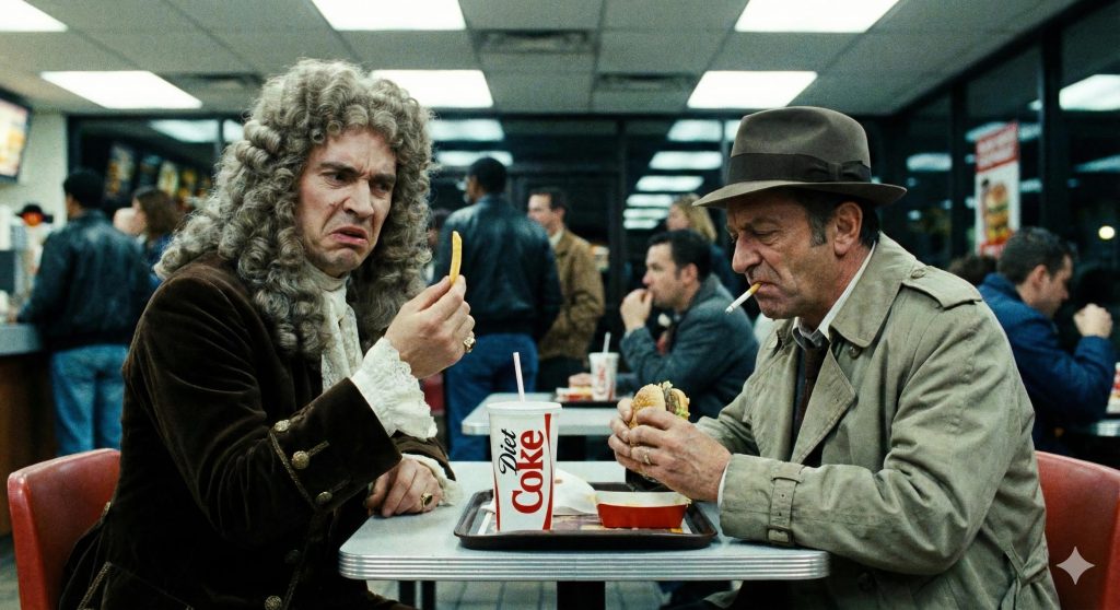 Jean-Baptiste Poquelin dit Molière et Michal Audiard à Washington — Photo IA © Europaan-Security