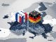 Deux dés, deux couleurs, un même continent sous leurs pieds — la France et l’Allemagne jouent chacune leur partie, sans jamais perdre de vue qu’elles restent reliées, qu’elles le veuillent ou non — Illustration IA © European-Security
