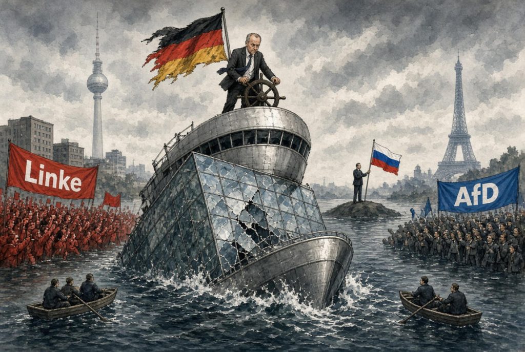 Le bateau de la CDU sombre dans la Spree avec son commandant, Friedrich Merz © European-Security