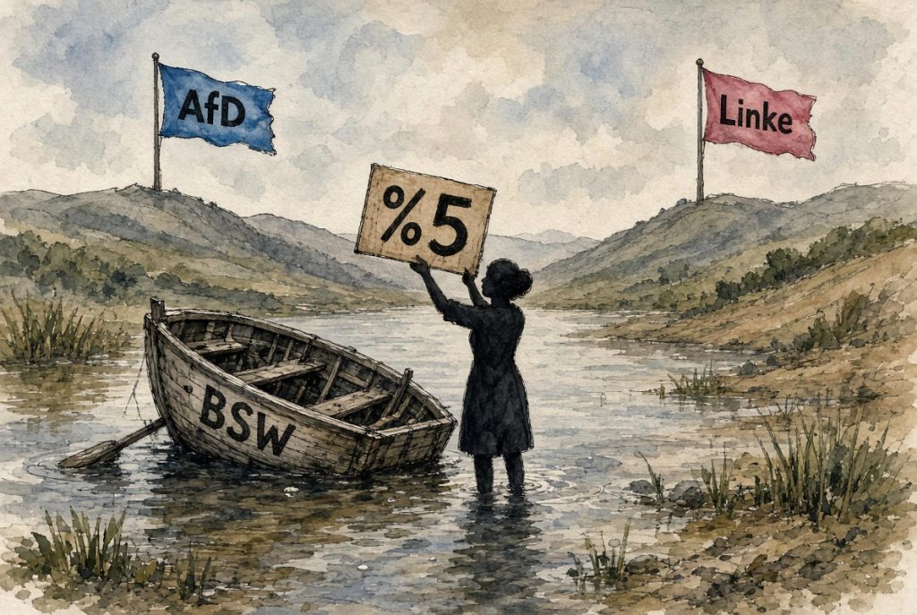 - BSW en barque 05a Wagenknecht débarquée au Mecklembourg-Poméranie Occidentale — Illustration IA © European-Security