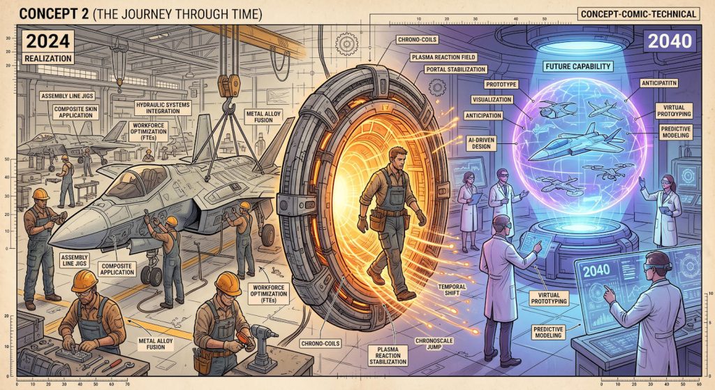 - BTID EN 23b Le voyage dans le temps : de la réalisation en 2024 au prototype, à la visualisation et à l’anticipation de la capacité future à l’horizon 2040 — Illustration IA © European-Security