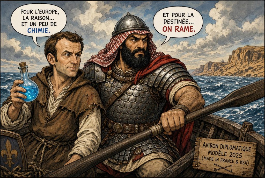 Chimie contre destinée : sur la même barque, Macron et Ben Salmane rament vers un horizon commun — reste à savoir qui tient le cap — Illustration IA © European-Security