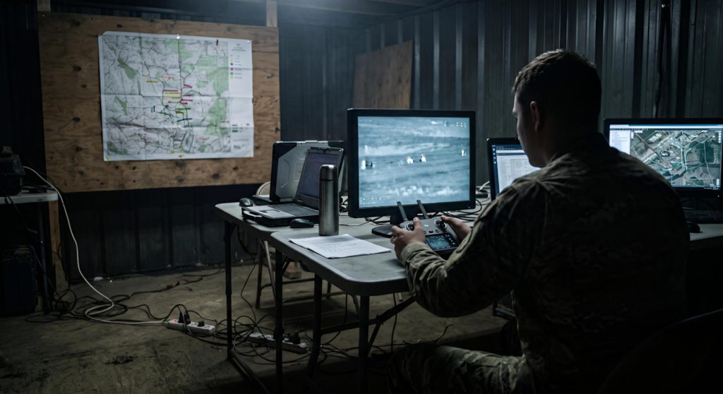 - Pilotre operateur de drone 1b PC Drones dans un abri ukrainien