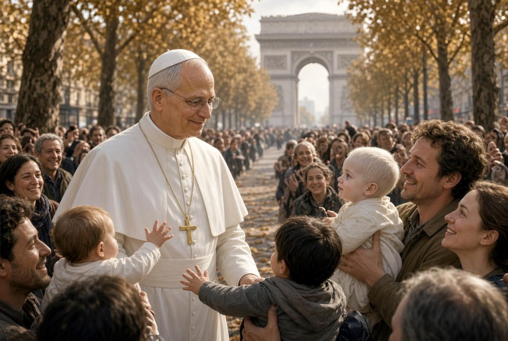- Pape Leon XIV dans la foule a Paris 02a -