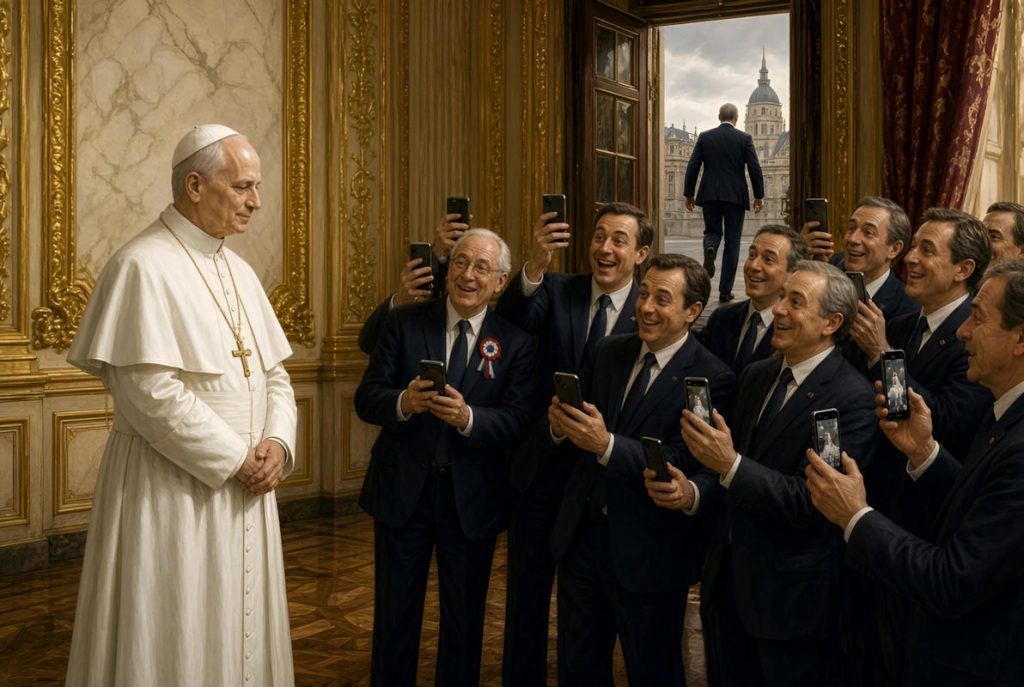 - Pape Leon XIV Smartphones 1 Le pape supporte les selfies — Photo IA © European-Security